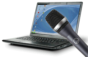 Notebook und Mikrofon